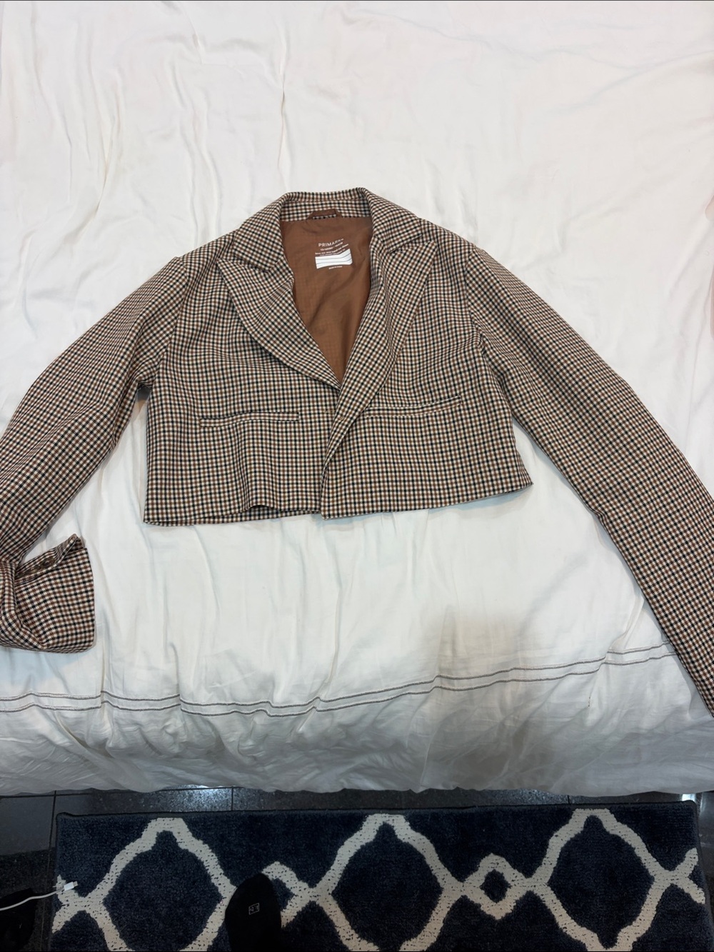 Primark Brown Checked Cropped Blazer